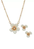 Flower Earrings and Necklace Set