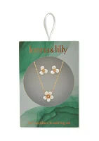 Flower Earrings and Necklace Set