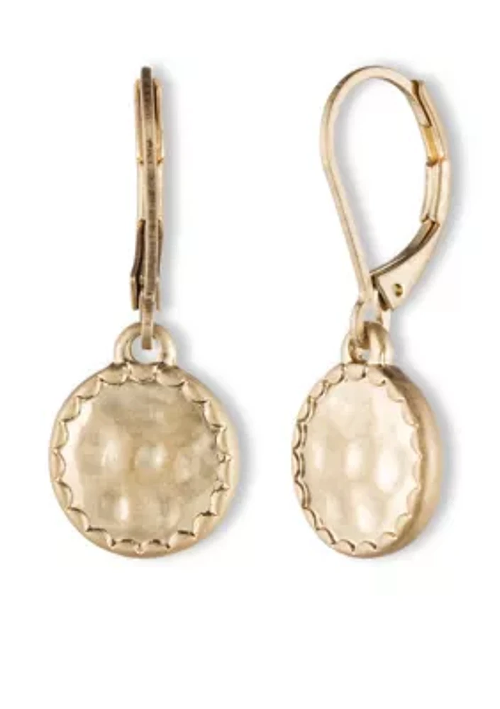 Hammered Gold-Tone Drop Earrings