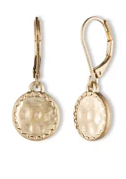 Hammered Gold-Tone Drop Earrings