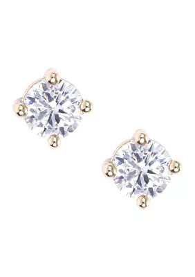 Gold Tone Small Cubic Zirconia Stud Earrings