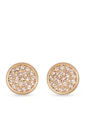 Worn Gold-tone and Silk Disc Button Earrings