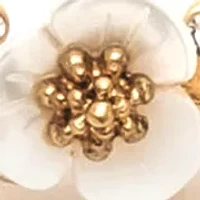 Gold Tone White Flower Slider Bracelet 