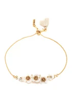 Gold Tone White Flower Slider Bracelet 