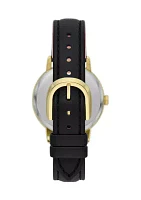 Metro Three Hand Black Leather Watch