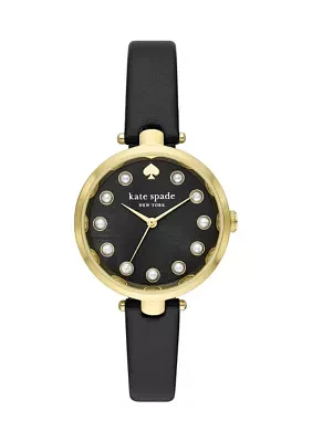 Holland Three Hand Black Leather Watch