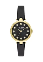 Holland Three Hand Black Leather Watch