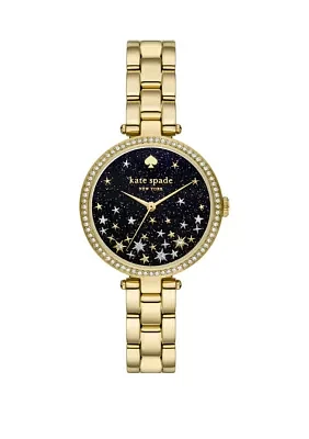 Holland Gold Tone Jet Black Watch