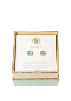   Blessed Sea Foam Clover Stud Earrings