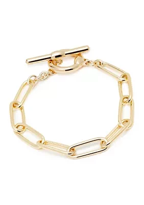 Gold Tone Link Flex Toggle Bracelet