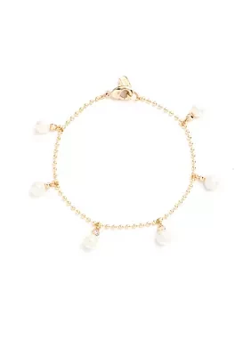 Gold Tone 7.25" Pearl Shaky Flex Bracelet