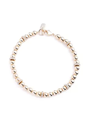 Gold Tone 7.25" Crystal Bead Flex Bracelet