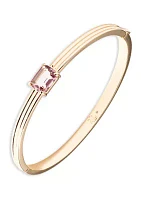 Gold Tone Pink Stone Bangle Bracelet