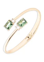 Gold Tone Light Green Stone Bypass Bracelet