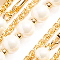 Gold Tone White Multirow Flex Bracelet