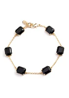 Gold Tone Stone Flex Bracelet