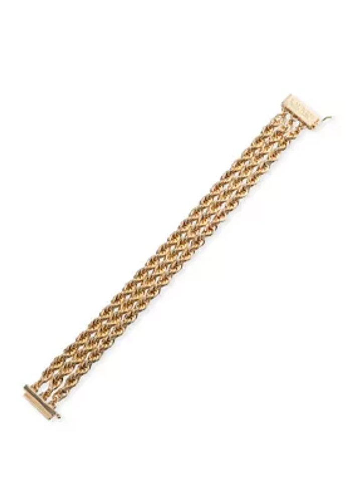 Gold Tone Rope Flex Bracelet