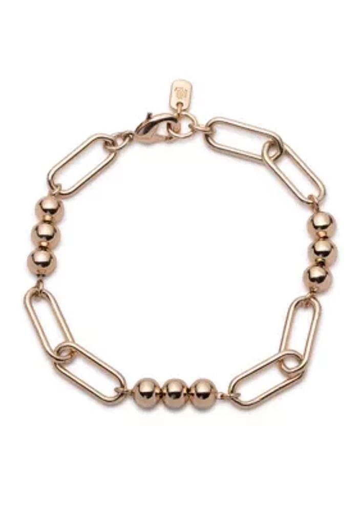 Gold Tone Bead Link Flex Bracelet