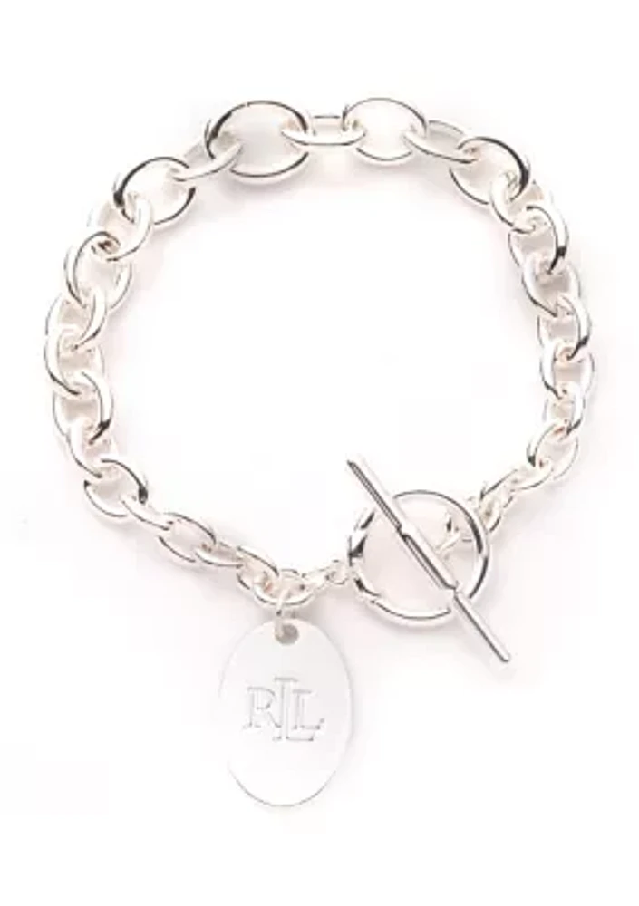 Silver Tone Logo Flex Bracelet