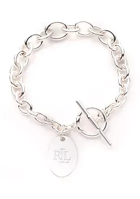 Silver Tone Logo Flex Bracelet