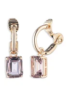 Gold Tone Pink Huggie Clip Hoop Earrings