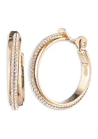 Gold Tone 30 Millimeter Pave Hoop Earrings