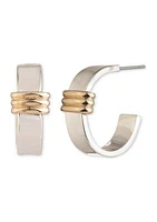 Two-Tone 18 Millimeter Ribbed Hoop Earrings