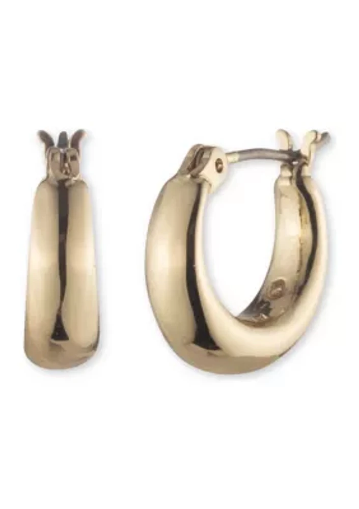 Silver-Tone 14mm Sculpted Hoop Earrings