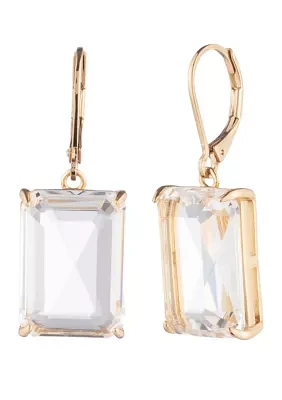 Gold Tone Crystal Stone Drop Earrings