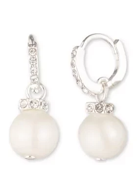 10 Millimeter Pearl and Crystal Huggie with Drop Earrings