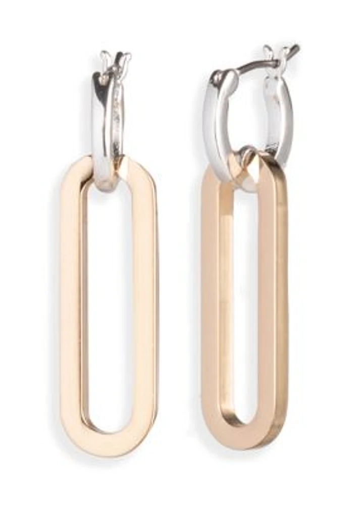 Two Tone Link Drop Earrings