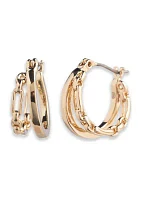 Gold Tone 15 Millimeter Split Hoop Earrings