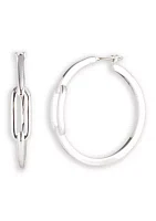 Silver Tone Link Hoop Earrings