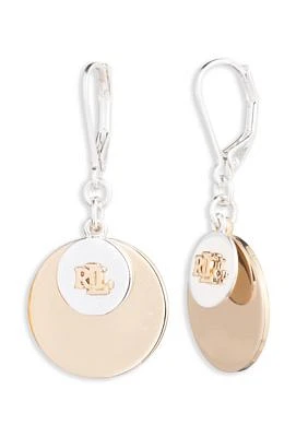 Two Tone Logo Drop Earrings