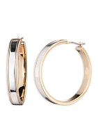 Two Tone 35 Millimeter Hoop Earrings