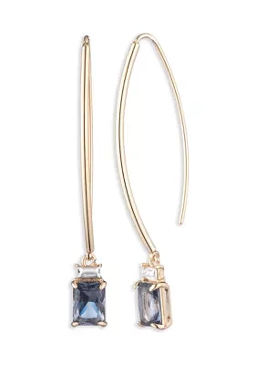 Gold Tone Denim Stone Threader Earrings