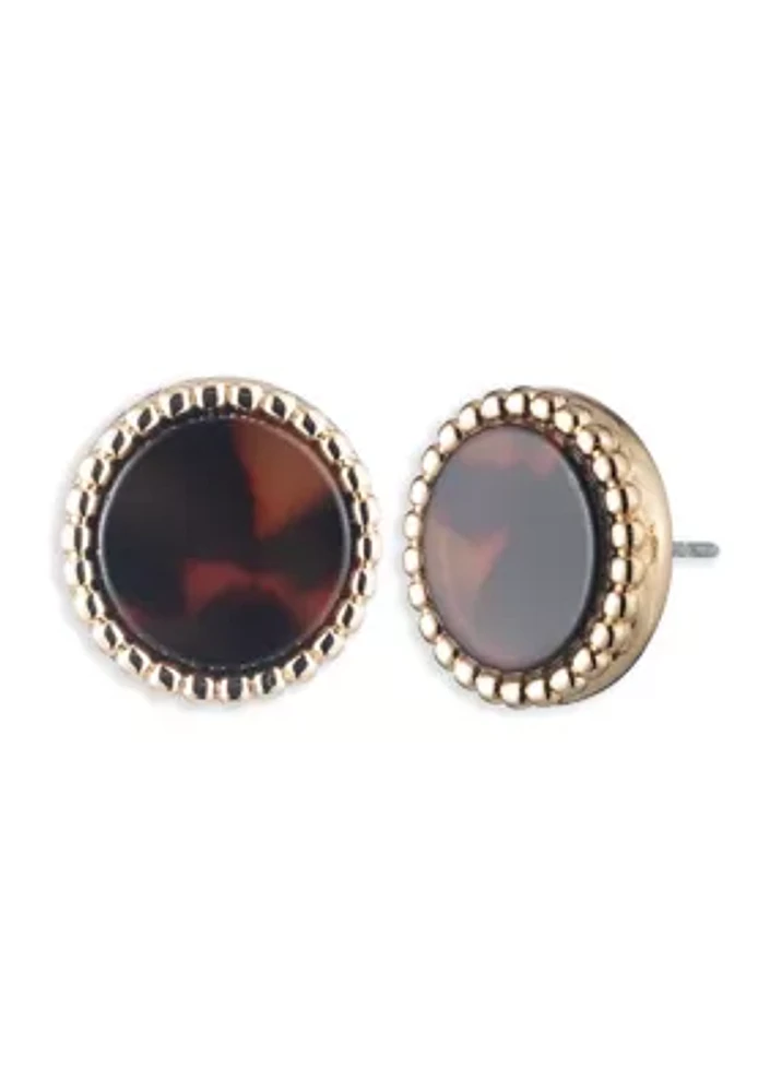 Gold Tone Tortoise Stud  Earrings