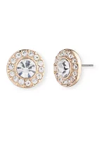 Gold Tone Pave Stud Earrings