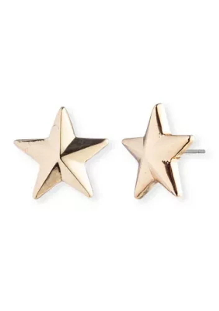 Gold Tone Star Stud Earrings