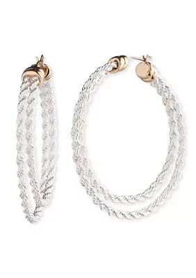 Two Tone Millimeter Split Hoop Earrings