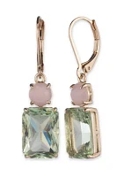 Gold Tone Stone Double Drop Earrings