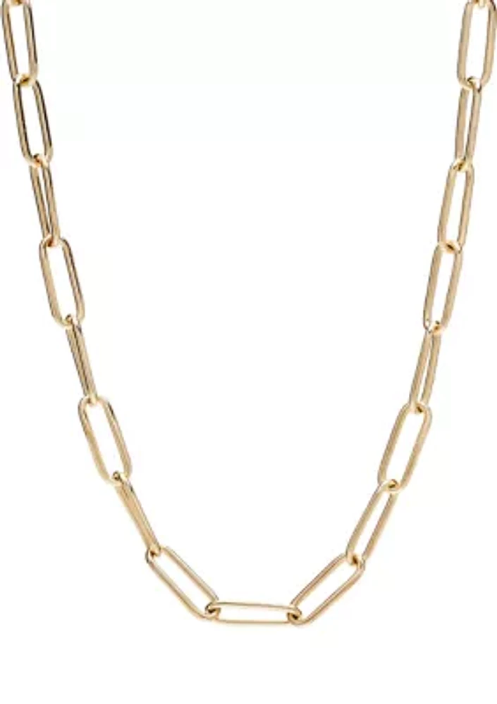 Gold Tone Paper Clip Link Collar Necklace