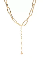 Gold Tone Paper Clip Link Collar Necklace