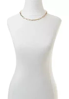 Gold Tone Paper Clip Link Collar Necklace