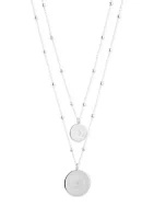 Silver Tone 16'' Multi Row Pendant Necklace