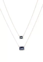 Gold Tone 16" Blue Multi Row Stone Pendant Necklace