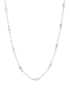 Silver Tone 15" Crystal Stationed Collar Necklace