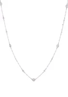 Silver Tone 42" Crystal Pave Disc Strand Necklace