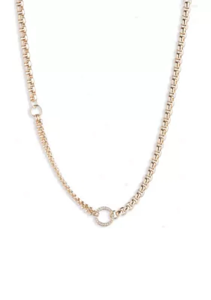 Gold Tone 17" Crystal Cable Chain Collar Necklace