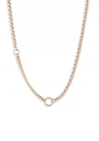 Gold Tone 17" Crystal Cable Chain Collar Necklace